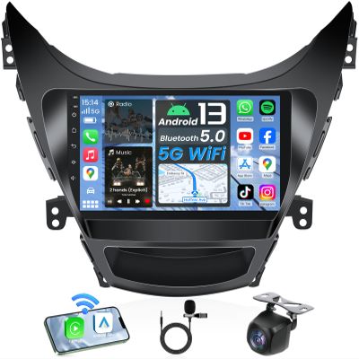 4Core + 64G ROM Android 13 Car Radio for Hyundai Elantra 2011 2012 2013: 9 Inch 1280x800 HD Touchscreen Stereo Upgrade Wireless Carplay Android Auto Backup Camera GPS Navigation 5G WiFi Bluetooth FM