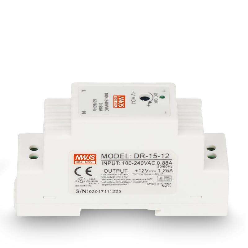 ASEENXPS Stepped Rail Power Supply DR-15WLED Light Bar Switching Power Supply Output DC Voltage 12V1.3A DR15-12V1.3A Industrial Power Transformer Input Voltage 85V-265V to 12V DC Output Voltage