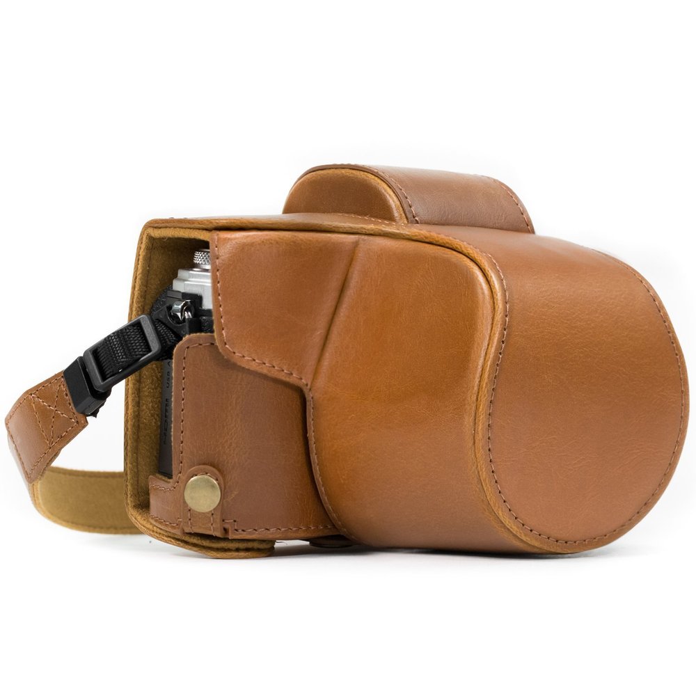 MegaGear Olympus OM-D E-M10 Mark II, E-M10 (14-42mm) Ever Ready Leather Camera Case and Strap - Light Brown