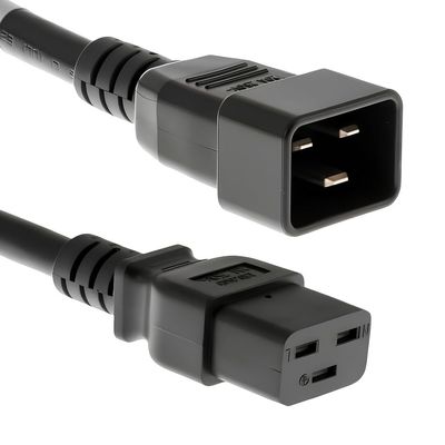 CablesAndKits - 3 Prong Heavy Duty AC Power Cord 8FT 20A/250V, 12 AWG, (IEC-60320-C20 to IEC-60320-C19) - Reliable and Safe - PDUs, Workstations, High-Power IT Gear, and Data Center Equipment