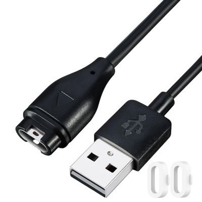 QHBAMD Compatible with Garmin Forerunner 645/645M/745 Charger Cable,Replacement Charging Cable USB A 3.3ft/1M,White Silicone Charger Port Protector Anti Dust Plug