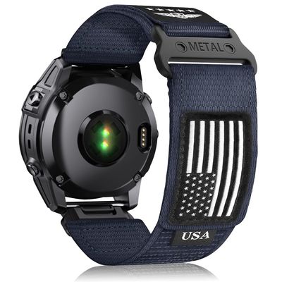 USA Ultra Series Compatible for Garmin Watch Band Replacement,Quickfit 22mm 26mm Rugged Nylon Fenix 6 5 7 Bands,Compatible for Garmin Fenix 7X/Fenix 6X/Fenix 5X/Enduro 2/Tactix (22mm/M, Blue)