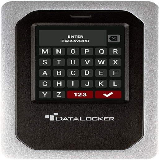 DataLocker DL4 FE 2TB USB-C / -A Hard Drive with AES-256bit Hardware Encryption, Colour Display and FIPS 140-2 Level 3 Certification, DSGVO/GDPR Compliant, DL4-2TB-FE