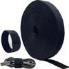 Wide 1" 82 Ft Long Hook and Loop Cable Straps, Nylon Tie Down Strips, Double-sided Use, Free Cut Length, Reusable, Black view 1