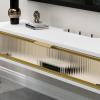 KOWJIFH Wall Mounted TV Cabinet Floating TV Shelf Wall Shelf Book Shelf Gaming Shelf Media TV Console Storage Shelf TV Wall Bracket WiFi Router Set top Box CD DVD TV Stands Wall Mount Corner Shelves view 3
