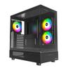 MONTECH XR-B, ATX Mid-Tower PC Gaming Case, 3x120mm ARGB PWM Fans Pre-Installed, Full-View Dual Tempered Glass Panel, Wood-Grain Design I/O Interface, 4090 GPUs, 360mm Radiator Support, Black view 2