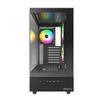 MONTECH XR-B, ATX Mid-Tower PC Gaming Case, 3x120mm ARGB PWM Fans Pre-Installed, Full-View Dual Tempered Glass Panel, Wood-Grain Design I/O Interface, 4090 GPUs, 360mm Radiator Support, Black view 3