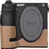 A6700 Case, BMAOLLONGB Handmade Genuine Real Leather Metal Bottom Half Camera Case Bag Cover for Sony Alpha A6700 with Hand Strap (Brown) view 1