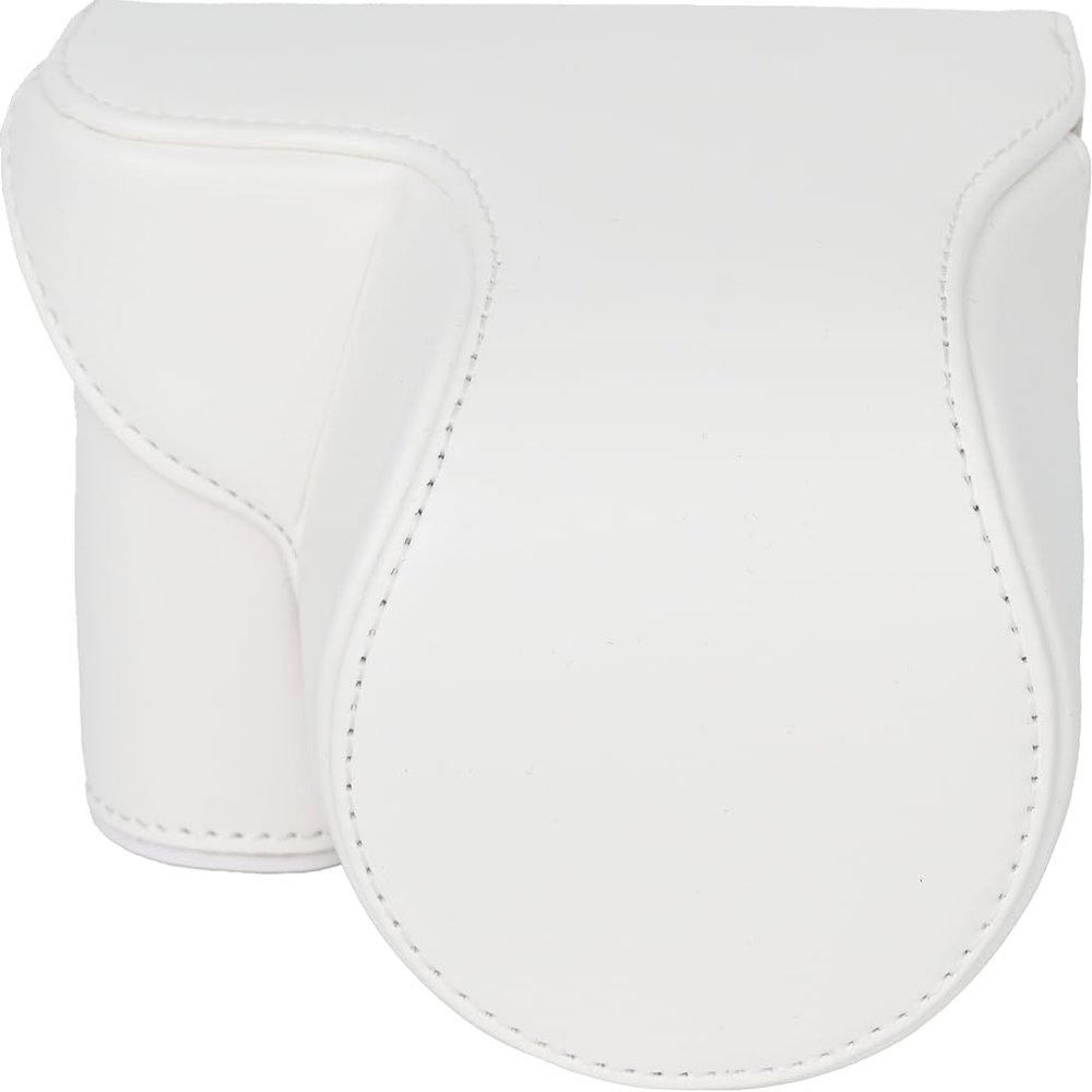 BMAOLLONGB ZV-E10 Case, Premium PU Leather FullBody Camera Case Bag Cover for Sony ZV-E10 With Neck Strap (White)