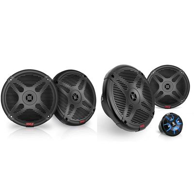 Pyle 6.5" Bluetooth Marine Speakers with Amplified Bluetooth Remote - 600W Waterproof Stereo Audio System