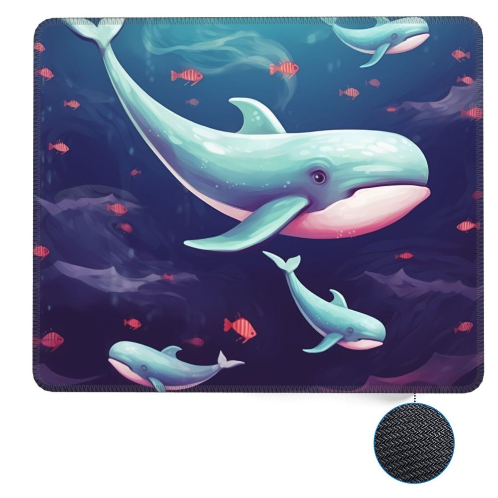 Mousepad with Anti-Slip Rubber Base Computer MouseMat Whale Mousepad Washable MousePads for Computers Office Desk Mat Desktop Protector Mat for Lapto Office Home