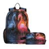 ALAZA Flamingo in The Fire and Water Backpack Bookbag Notebook Laptop Bag Casual Travel Daypack with Lunch Bag for Women Men view 1