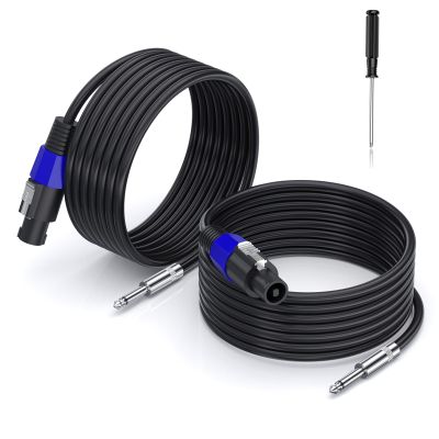 EPYOADO 2 Pack 33 feet (10M) Speakon to 1/4" Male Speaker Cables, Professional 12 Gauge Heavy Duty Cord Wire, 6.35mm Connection Cord