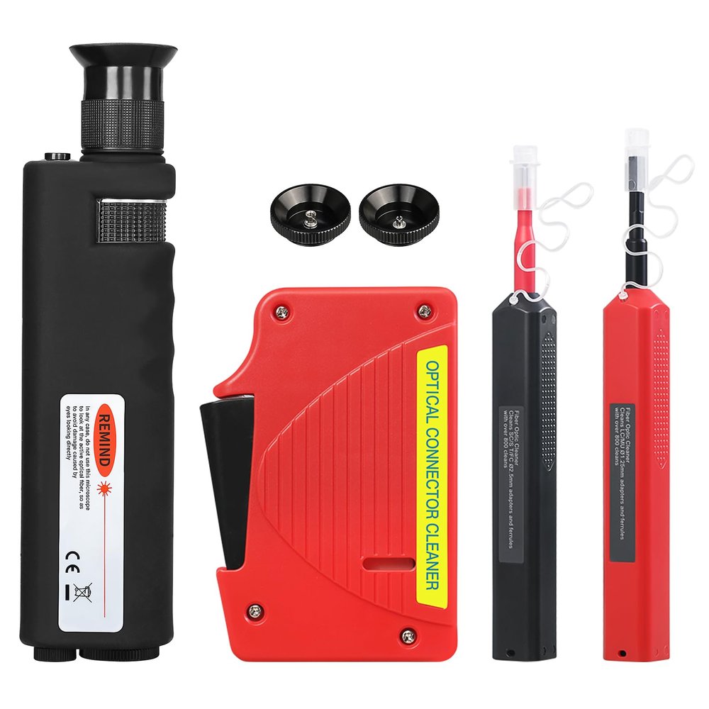 400X Fiber Optic Inspection Microscope Cable SC FC ST LC Interface End Face With 1.25mm 2.5mm Adapter and Cleaner Handheld LED Cleaning Detector