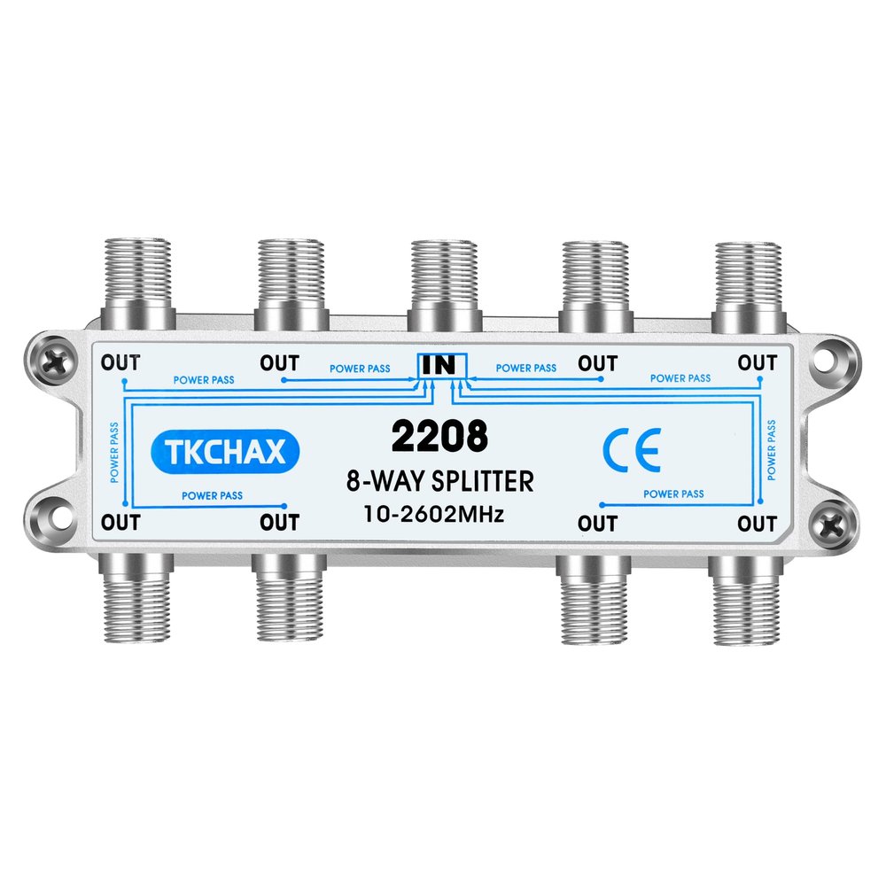 TKCHAX 8 Way Coaxial Cable Splitter,Support 10-2602MHz, RG6 Compatible, Nickel-Plated for Cable Splitter,Work with CATV, Satellite TV,Antenna System and MoCA Configurations