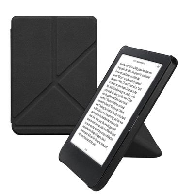 kwmobile Origami Case Compatible with Kobo Clara BW/Colour Case - Slim PU Leather Cover with Stand - Black