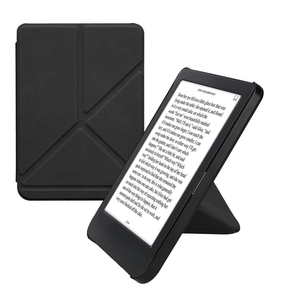 kwmobile Origami Case Compatible with Kobo Clara BW/Colour Case - Slim PU Leather Cover with Stand - Black