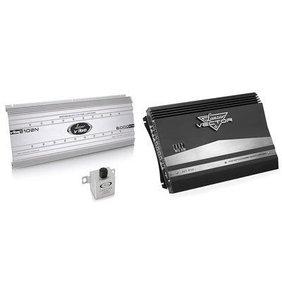 Lanzar 2 Channel 6000 Watt Car Stereo Amp and 4 Channel 2000 Watt Slim Car Audio Amplifier Bundle