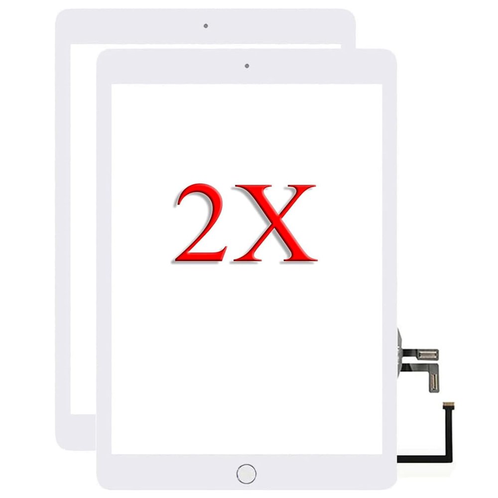 for iPad 5 5th Gen A1822 A1823 2017 Screen Replacement 2 Pack 9.7 Inch Digitizer, for iPad 5 5th Gen Touch Screen Digitizer Replacement with Home Button(White)