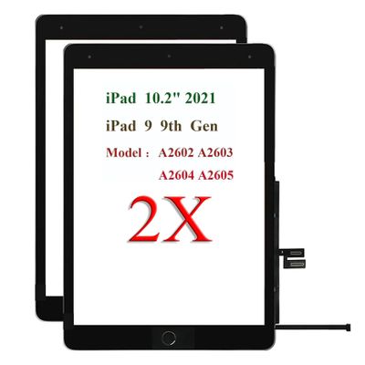 for iPad 9 (9th Generation) A2602 A2603 A2604 A2605 Screen Replacement 2 Pack 10.2 Inch Digitizer, for iPad 9th Gen Touch Screen Digitizer Replacement (2021 Released) with Home Button(Black)