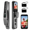 Jacchozhi 3D Face Recognition Video Smart Lock with Camera,Keyless Entry Fingerprint Smart Mortise Lock for Front Door,Built-in WiFi,Doorbell,4-inch HD Screen,Glass Keypad,Auto-Lock,Waterproof view 1