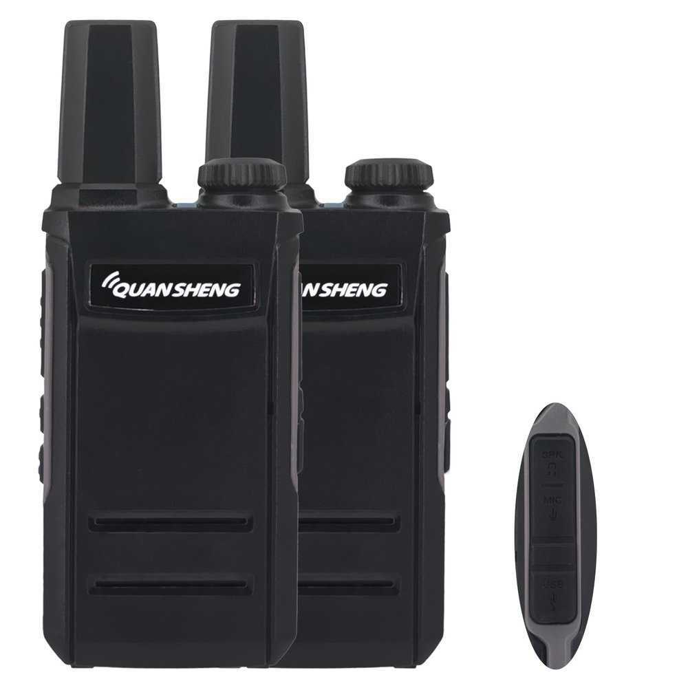 QUANSHENG TG-A1 Mini Two Way Radio Long Range USB-C Charging UHF Full Function Walkie Talkie for Adult Frequency Copy VOX Ham Radio (Black)