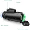DirectNine Basics Portable Monocular 40x60 Monocular Telescope for Adults Kids, BAK4 Prism+ Monocular Telescope with Phone Adapter & Tripod, Monocular for Wildlife, Black view 3