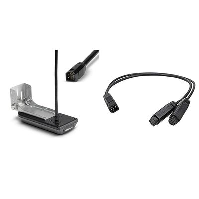 Humminbird XM 9 20 MSI T Transom Transducer and 9 M SILR Y Splitter Cable Bundle