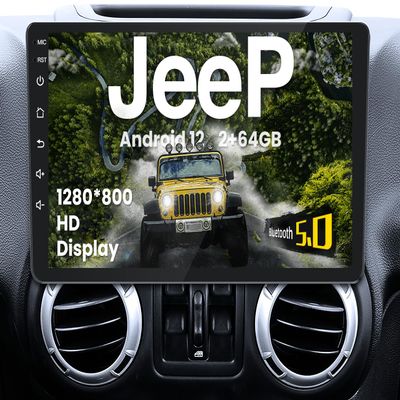 [4Core+64G] Car Radio Stereo for Jeep Wrangler JK 2007-2017: Upgrade 10.1 Inch 1280 * 800 HD Touch Screen Replacement with CarPlay Android Auto 5GWIFI Bluetooth 5.0 GPS