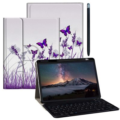 BPQOJB for Galaxy Tab A9 Plus Case with Detachable Wireless Keyboard & 360 Degree Rotating Stand Protect Cover Tablet Case for Samsung Galaxy Tab A9 Plus 11 inch 2023,Purple Lavender Flowers Butterfly