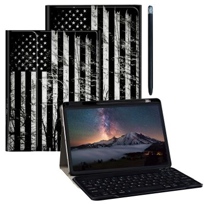 BPQOJB for Galaxy Tab A9 Plus Case with Detachable Wireless Keyboard & 360 Degree Rotating Stand Protect Cover Acrylic Tablet Case for Samsung Galaxy Tab A9 Plus 11 inch 2023 - American USA Flag