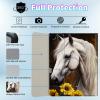 BPQOJB for Galaxy Tab A9 Plus Case with Detachable Wireless Keyboard & 360 Degree Rotating Stand Protect Cover Acrylic Tablet Case for Samsung Galaxy Tab A9 Plus 11 inch 2023 - Sunflowers White Horse view 2