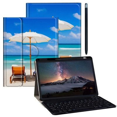 BPQOJB for Galaxy Tab A9 Plus Case with Detachable Wireless Keyboard & 360 Degree Rotating Stand Protect Cover Acrylic Tablet Case for Samsung Galaxy Tab A9 Plus 11 inch 2023 - Turquoise Tropical Sea