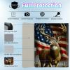 BPQOJB for Galaxy Tab A9 Plus Case with Detachable Wireless Keyboard & 360 Degree Rotating Stand Protect Cover Acrylic Tablet Case for Samsung Galaxy Tab A9 Plus 11 inch 2023 - Flag Deer view 2