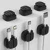 IFNOW 3-in-1 Cable Spring Holder Clips Black 6 Pack Self Adhesive Cord Holder Under Desk Cable Management for Home,Office,Car,Desk,Nightstand view 1
