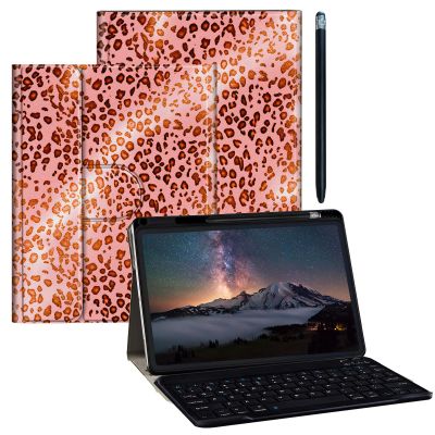 BPQOJB for Galaxy Tab A9 Plus Case with Detachable Wireless Keyboard & 360 Degree Rotating Stand Protect Cover Acrylic Tablet Case for Samsung Galaxy Tab A9 Plus 11 inch 2023 - Pink Leopard Prints