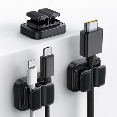 IFNOW 3-in-1 Cable Spring Holder Clips Black 3 Pack Self Adhesive Cord Holder Under Desk Cable Management for Home,Office,Car,Desk,Nightstand