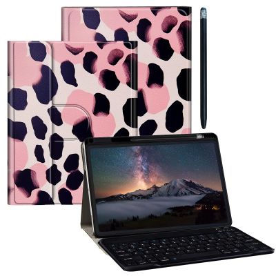 BPQOJB for Galaxy Tab A9 Plus Case with Detachable Wireless Keyboard & 360 Degree Rotating Stand Protect Cover Acrylic Tablet Case for Samsung Galaxy Tab A9 Plus 11 inch 2023 - Pink Leopard