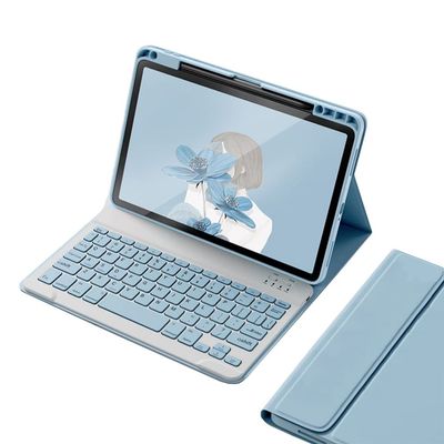 kaitesi Keyboard Case for iPad Pro 11 inch (M5/M4, 2025/2024) Case with Magnetic Detachable Bluetooth Keyboard Cover Support Pencil Charging,Misty Blue