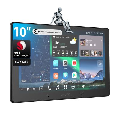 ATOTOZONE 10 inch AI Android Car Stereo, 8G+128G Double DIN Radio, Wireless CarPlay & Android Auto, 4G LTE, Dual Band WiFi, 7.1.2 Ch Audio, 4V RCA, HDMI Input, ADS Protocol, SS Radio, SXM, X10G211E