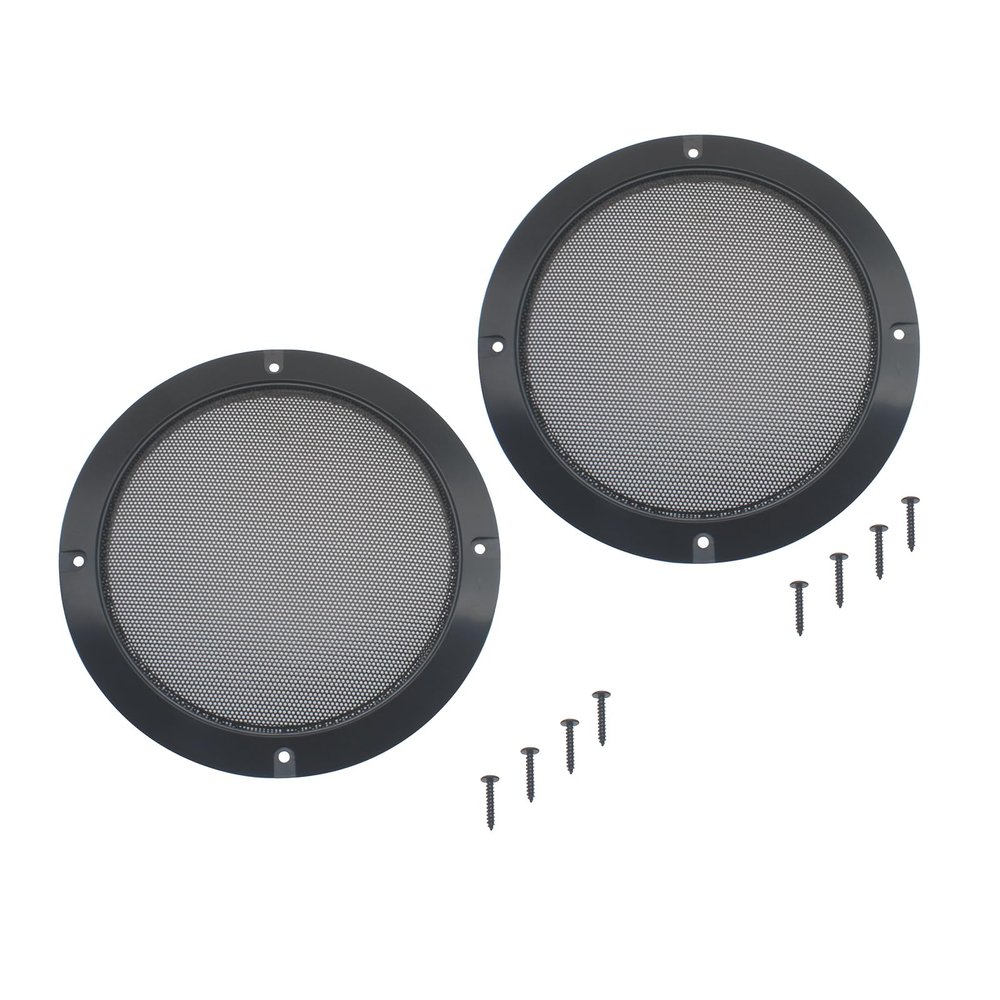 FDXGYH 2 Pack 6.5 Inch Speaker Grills Cover Metal Mesh Grill Horn Guard Protector Cover with Mounting Screws for Home/Car Audio [Black]