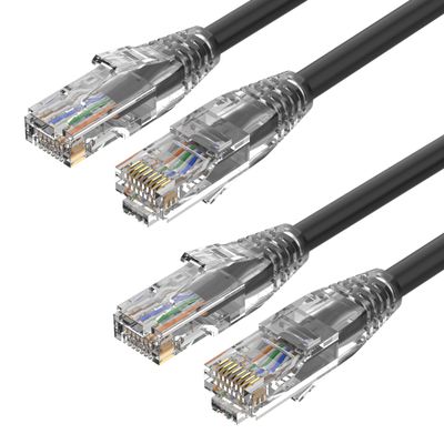 0.5 Foot Cat6 Patch Cables 2 Pack, Solid Pure Copper Patch Cord, Cat 6 Ethernet Cable, UTP Network, High Speed RJ45 Internet Cable, Compatible for PC, PS4/5, Xbox, Routers, Switches, Servers - Black