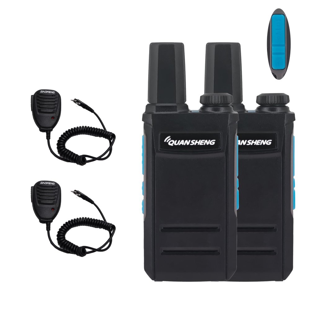 2 Pack QUANSHENG TG-A1 Radio UHF Full Function VOX Walkie Talkie for Adult Type-c Charging Two Way Radio TG A1 with Shoulder Speaker Microphone (Grey)