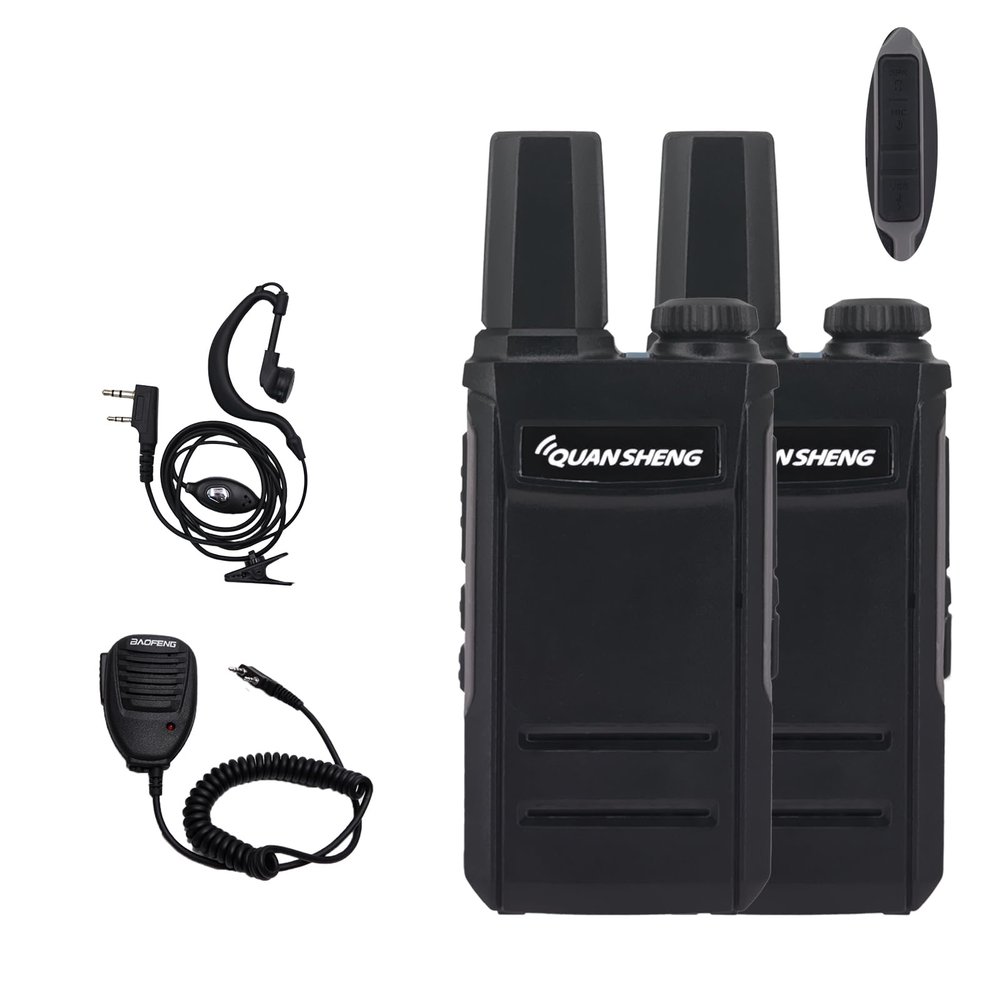 2 Pack Mini Radio TG-A1 QUANSHENG Radio with Speaker Microphone USB-C Charger Two Way Radio Long Range TG A1 VOX Full Function Ham Radio with Headset (Black)