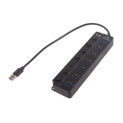 KASFDBMO Convenient 7 Port USB Hub Individual On Off Power Switches USB Splitter USB Extension Adapter Efficient Converter Compact USB Hub