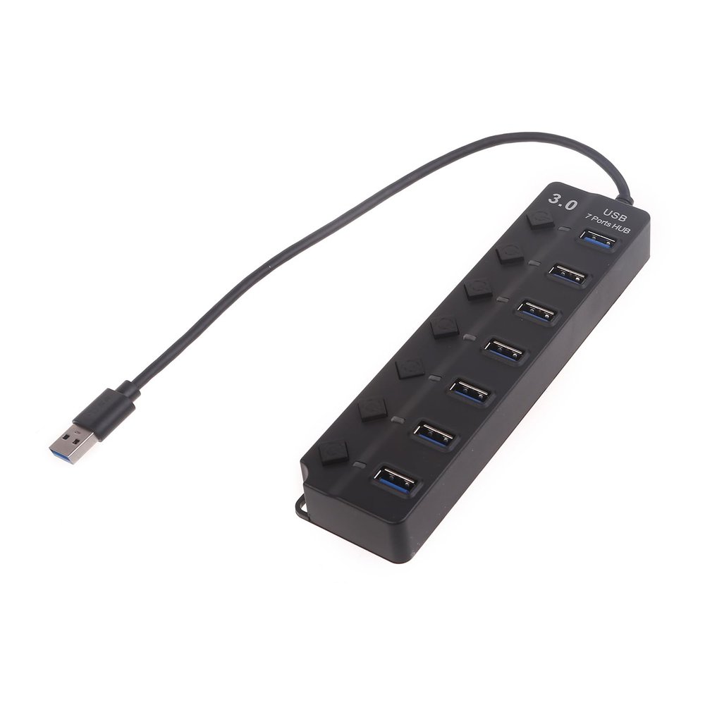 KASFDBMO Convenient 7 Port USB Hub Individual On Off Power Switches USB Splitter USB Extension Adapter Efficient Converter Compact USB Hub