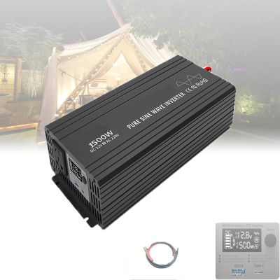 MHRDZWDJ 1500W/2000W Car Inverter, DC12V-AC110V/220V Power Inverter, Pure Sine Wave Inverter with LCD Display One AC Outlet and Charging Port, Converter,for Outdoor Camping,24-110V-1500W