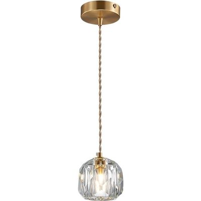 OJRGG Mini Gold Chandelier Crystal Modern Bedside Pendant Light Height Adjustable Hanging Light for Kitchen Island Entryway Dining Room Study Room Living Room Bedroom Bar Ceiling Light Fixture