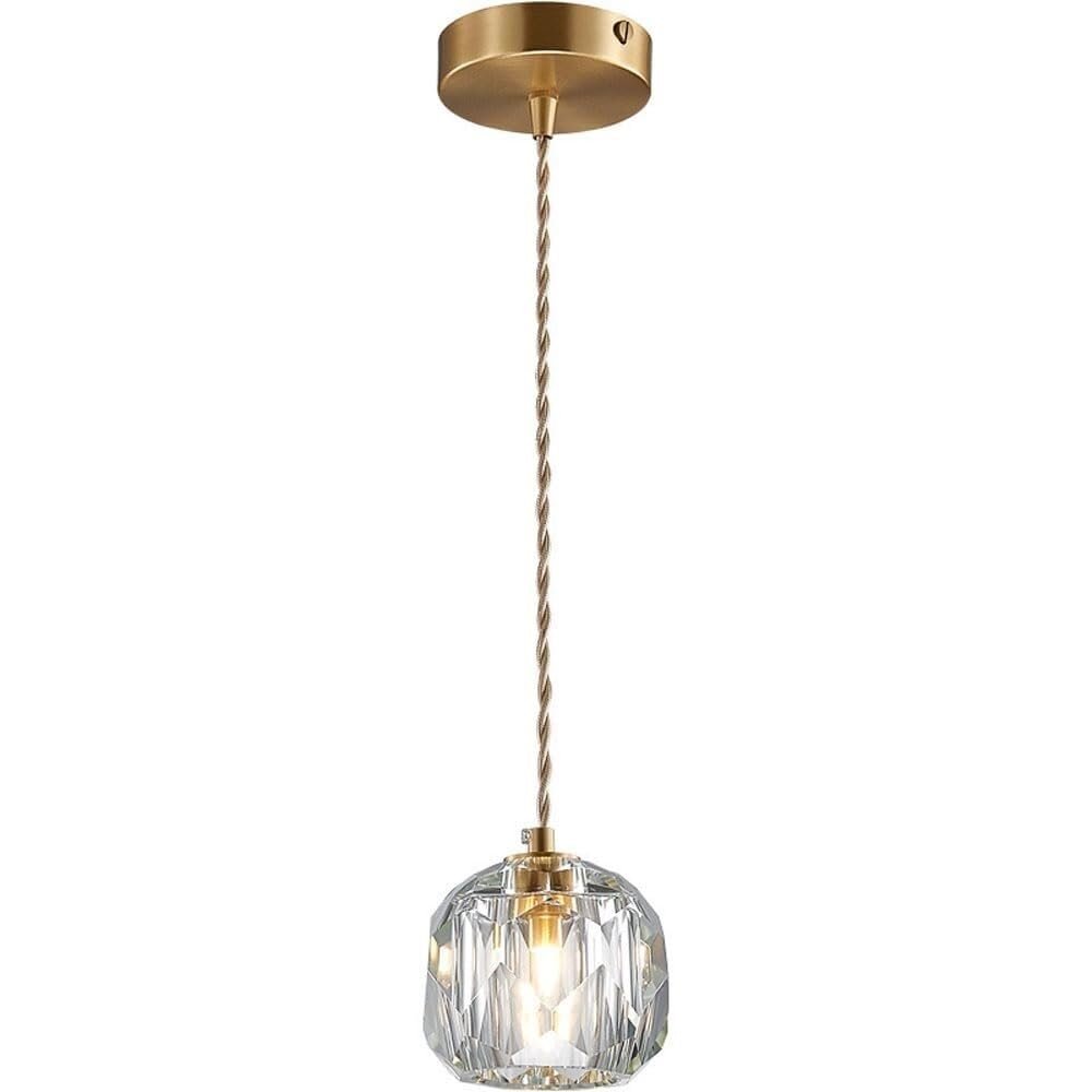 OJRGG Mini Gold Chandelier Crystal Modern Bedside Pendant Light Height Adjustable Hanging Light for Kitchen Island Entryway Dining Room Study Room Living Room Bedroom Bar Ceiling Light Fixture