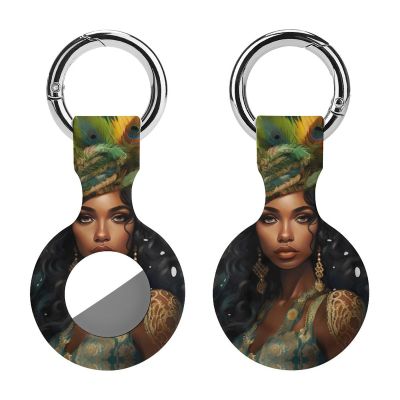 African American Women Silicone Protective Case for AirTag Tracker Cover Holder with Key Ring 1PCS